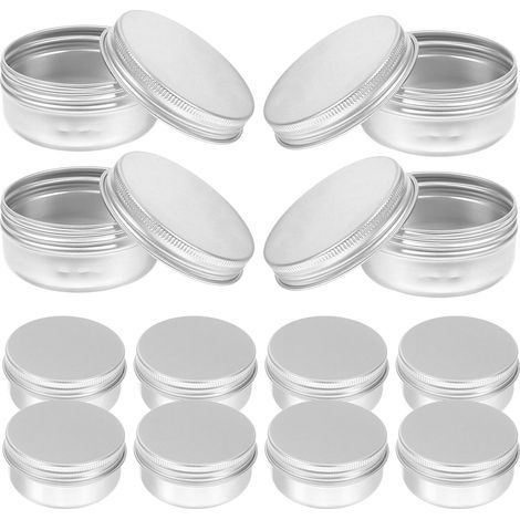 18 Boîtes en Aluminium Rondes Argentées de 50g Couvercle Étanche, Légères, Petites Boîtes à Épices et Gels pour Rangement Simple et Voyage (1/5)