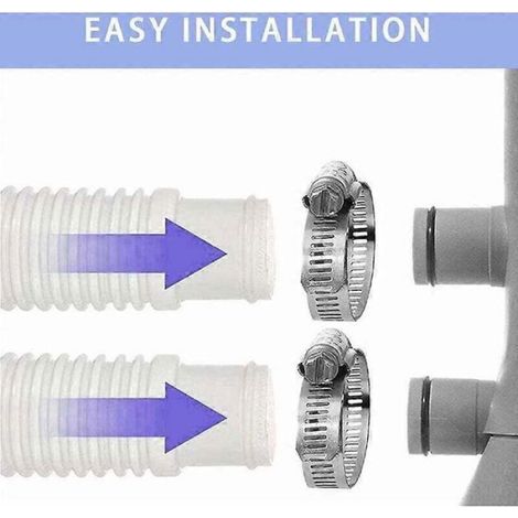 Tuyau De Remplacement Pour Pompe De Filtration - 1,5 M - Diamètre 3,2 Cm - Avec 4 Clips Métalliques (1/4)