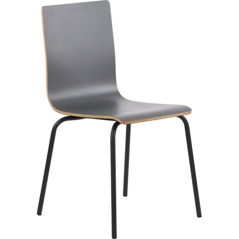 Sedia in compensato grigio con struttura nera. Modello Werdi B. (1/5)