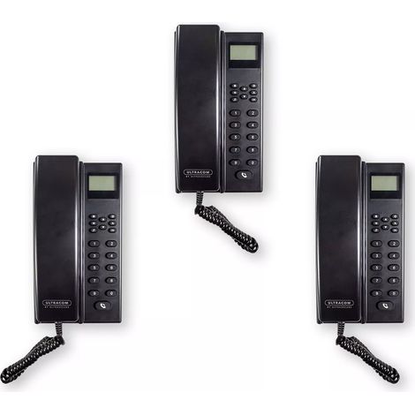 Interphone de bureau sans-fil 300 mètres - 3 Stations d'appel noires alimentées et/ou autonomes (avec écran LCD) (1/5)