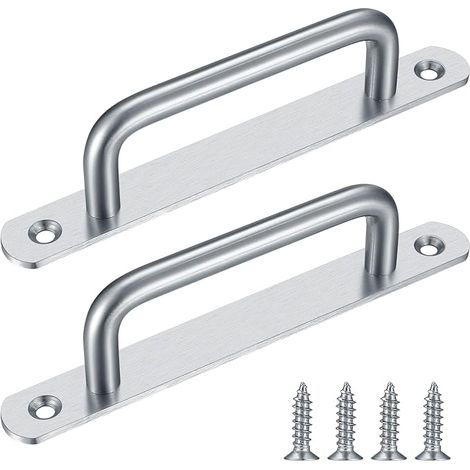Sliding Door Handle Stainless Steel with Base Plate Barn Doors 160 mm Silver (1/5)