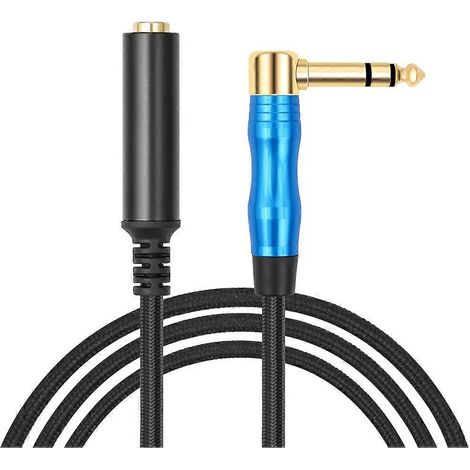 Câble audio stéréo TRS mâle/femelle coudé de 6,35 mm, rallonge pour guitare, compatible avec amplificateurs et casques, 100 cm (1/5)