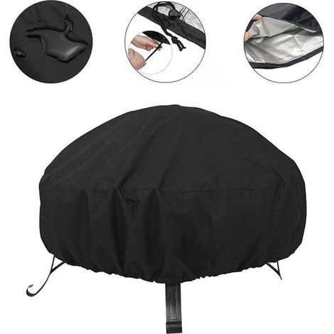 Polyvalent Bols de feu Couvertures, noir, rond, boules de feu-Couverture imperméable à l'eau, étanche à la poussière, en plein air, Jardin, Terrasse, Housse de protection avec Cordon de serrage pour P (1/5)