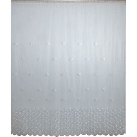 Voilage en Polyester pour Fenêtre, Rideau Décoratif Salon Chambre (Blanc)