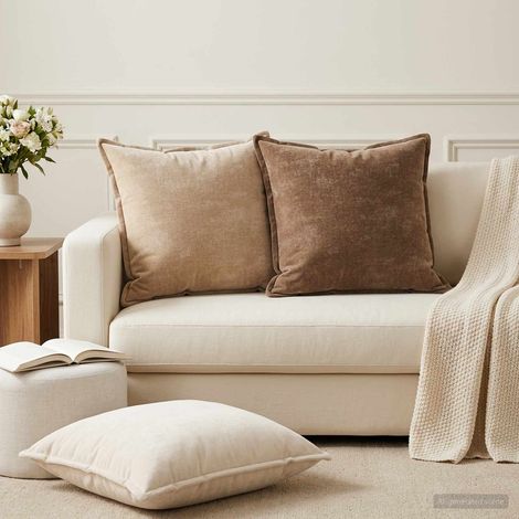 vidaXL Cushion Cover 2 pcs HOUTEN Brown 60 x 60 cm Chenille Fabric (1/5)