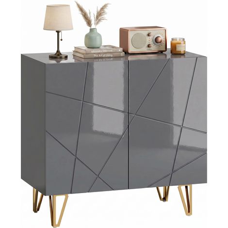 HOMCOM Storage Cabinet, Sideboard with Adjustable Shelf, Grey (1/5)