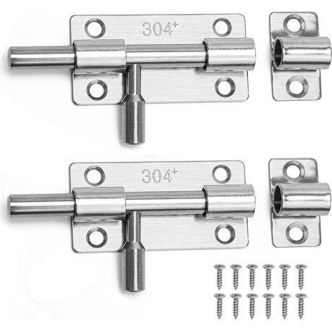 Pièces Verrou de Porte en Acier Inoxydable – Loquet Coulissant avec Vis pour Porte, Fenêtre, Salle de Bain, Clôture, Abri de Jardin – Targette Antirouille (1/5)