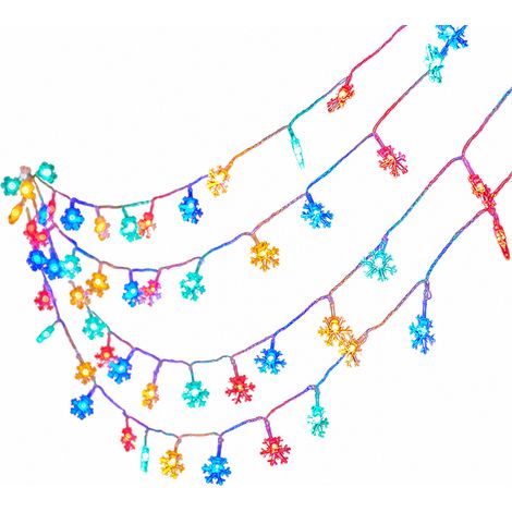 Guirlande Lumineuse LED Solaire Flocons de Neige Multicolore, 50 LED, Jardin et Décoration de Noël (1/5)