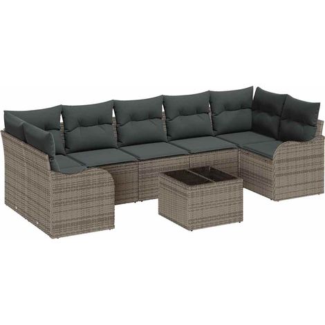 Maison Exclusive - Gartensofa-set 8 pcs Grau Poly-Rattan und Stah