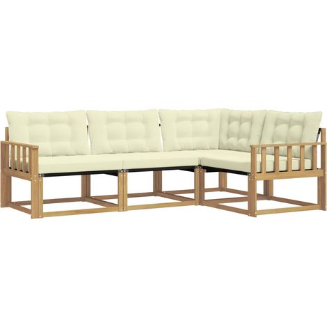 Outdoor Sofa Set with Cushion 4 pcs White and Cream vidaXL (1/5)