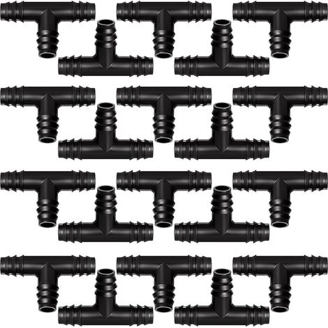 20 Pièces 16mm Connecteurs de Tuyaux, Connecteur de Tuyau Cannelé en Plastique, Raccord D'irrigation, Connecteurs Barbelés de Tuyaux pour Système D'Irrigation, Tés (1/5)