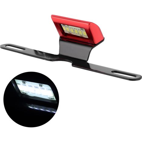 Plaque d'immatriculation moto universelle Feu arrière CNC Aluminium 6 LED Lampe de plaque rouge (1/5)