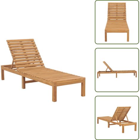 The Living Store Chaise longue bois de teck solide - Meuble de jardin en teck (1/5)