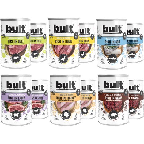 Cibo umido per cani BULT, mix di gusti, lattina da 12 x 400 g (1/5)