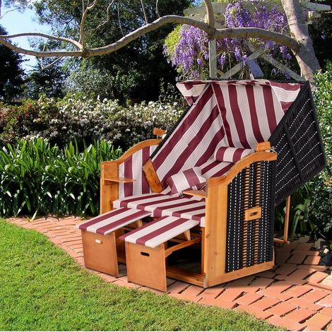 Strandkorb double 118x79x160 cm en bois rouge, relevable pour balcon FloraGrace (1/5)