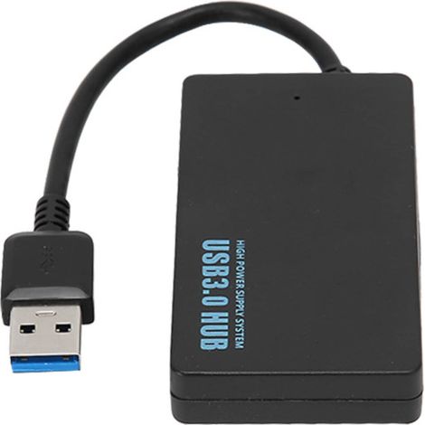 Concentrador USB 3.0 de 4 puertos, buena disipación de calor, transferencia de alta velocidad de 5 Gbit/s, divisor USB 3.0, base de conexión negra. (1/5)
