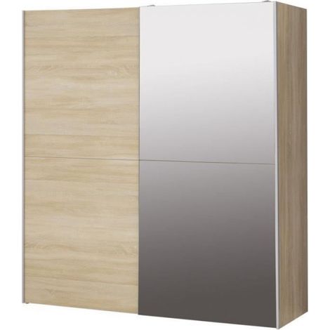 Armoire 2 portes coulissantes avec miroir - Chene sonoma - L 170,3 x P 61,2 x H 190,5 cm - ULOS (1/5)