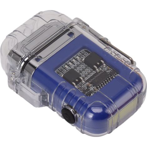 Briquet électrique à double arc, transparent, étanche, coupe-vent, avec indicateur de charge, bleu (1/5)