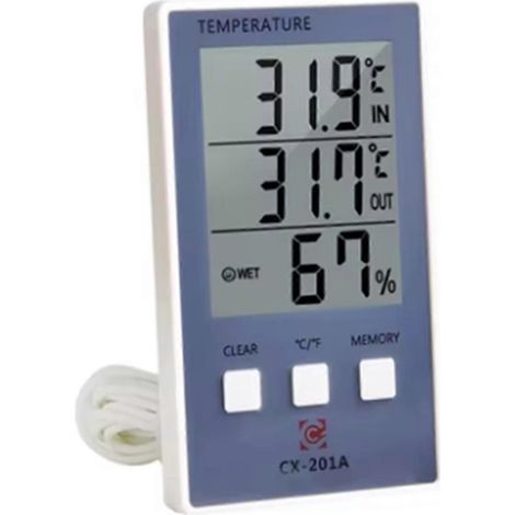 Thermometer-Hygrometer für den Innen- und Außenbereich, misst Temperatur und Luftfeuchtigkeit (1/5)
