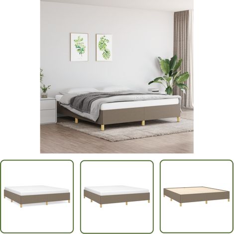 The Living Store Cadre de lit sans matelas taupe 180x200 cm tissu - Cadre De Lit - Lit Double - Lit Taupe - Literie - Meuble Chambre (1/5)