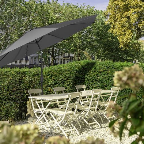 Sonnenschirm 270cm Gartenschirm knickbar Marktschirm mit Kurbelmechanismus, UPF 50+ (1/5)