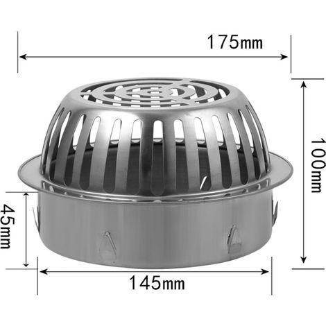 Evacuation Sol Plancher - Evacuation Balcon - Evacuation Toit Ronde En Acier Inoxydable - Diamètre 120 mm - Anti-obstruction - 1 Pièce (1/5)