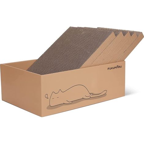 Cat Scratcher Cardboard 5 PCS with Box, Reversible Cat Scratch Pad, Kitty Wavy Bed Scraper (1/5)
