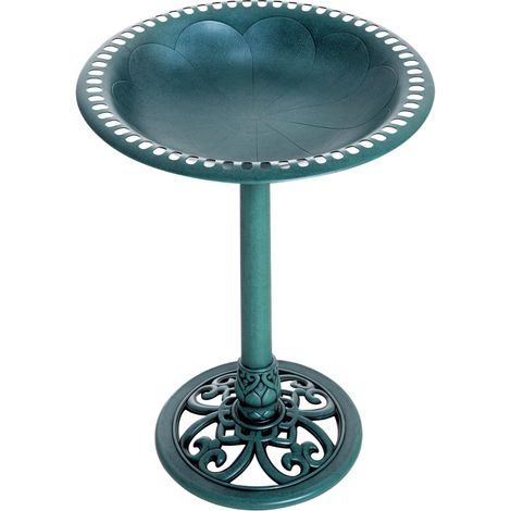 Bain d'oiseaux plateau de diamètre 50cm abreuvoir oiseaux extérieur sur pied hauteur 69,5 cm érugineux (1/5)