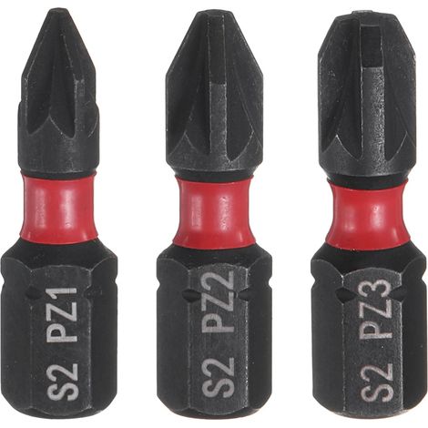 3pcs PZ1/PZ2/PZ3 Embout de Tournevis 1/4" Tige Hexagonale (1/5)
