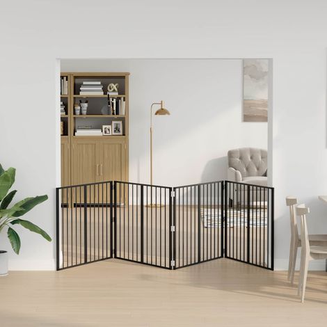 Cancello per cani 4 pcs Nero 100 x 80 cm Acciaio zincato vidaXL