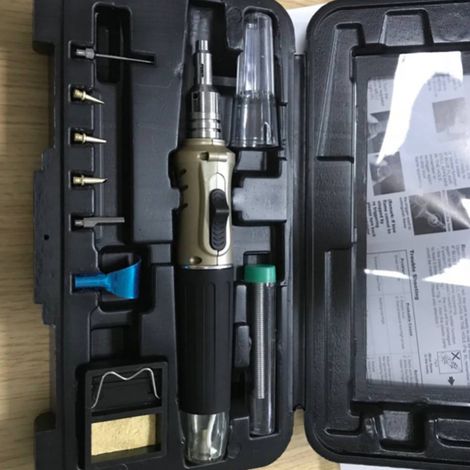 Fer à souder professionnel 10 en 1 type stylo à gaz butane, kit de soudage 26 ml HS-1115K (1/3)