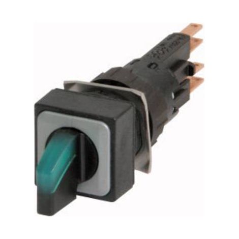 Commutateur rotatif lumineux 3 positions vert à rappel +lampe à incandescence 24V EATON Q18LWK3-GN/WB (1/2)