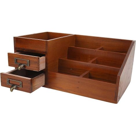 Retro-Schreibtischorganizer aus Holz mit mehreren Ebenen, Aufbewahrungsschrank aus Holz, Schublade für Kosmetik, Make-up und Schmuck (1/5)