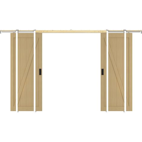 Porta scorrevole doppia con sistema a incasso 2 x H205 x L63 cm in Legno e MDF Naturale chiaro - BALERMA