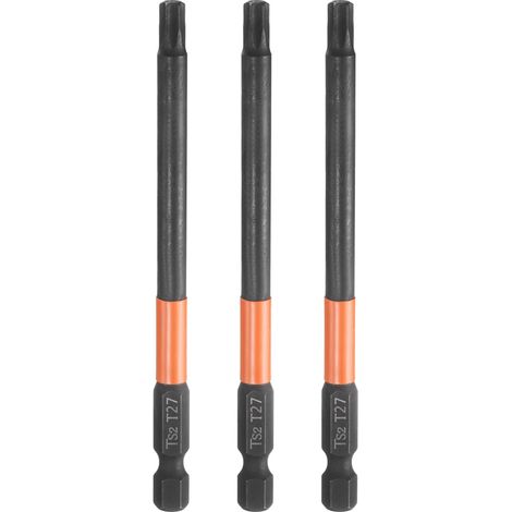 3Pcs Embout Tournevis Torx T27 1/4" Hex Shank Longueur 4" (100mm) (1/5)