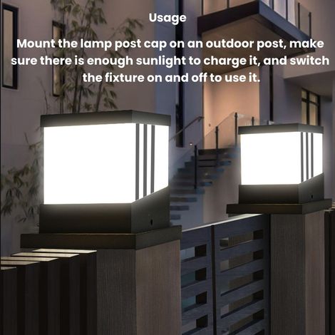 Poteau De Clôture Lumières Solaires Extérieur étanche Poteau Solaire Cap Lumière LED Lampe Solaire Poteau Lumière 3 Température De Couleur pour la Décoration De Paysage De Cour (1/5)