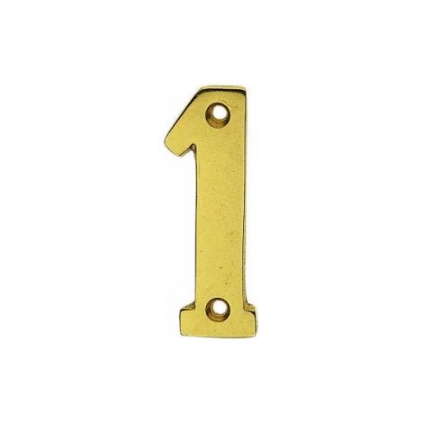 Ouvre&Déco – Numéro de porte 1 moderne en laiton poli 65mm – Élégant et fonctionnel pour entrée – Accessoires fournis : 2 vis à bois