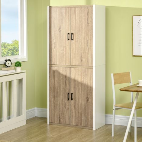 Buffet de Cuisine en Bois MDF avec 4 Étagères Réglables et 4 Portes, 80x40x182 cm (1/5)