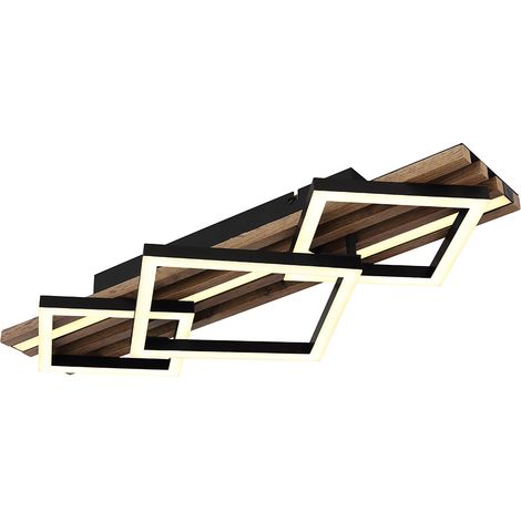 Plafonnier plafonnier lampe en bois lampe de chambre LED 3 niveaux L 61 cm (1/5)