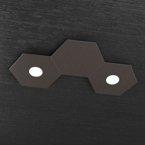 Plafoniera Moderna 3 Moduli Hexagon Metallo Marrone 2 Luci Led 12X2W (1/5)