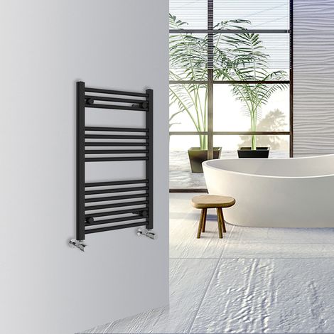 Warmehaus Straight Bathroom Heated Towel Rail Warmer Radiator Central Heating 800x500mm Black