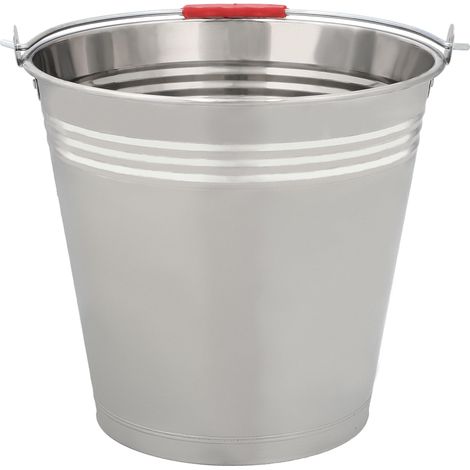 Cubo de acero inoxidable, 16 L, con asa, de construcción y uso general.