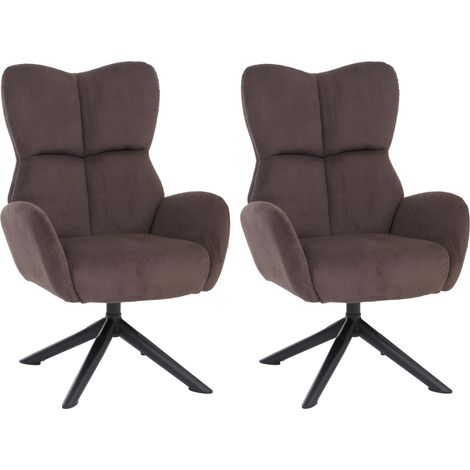 [JAMAIS UTILISÉ] Lot de 2 chaises de salle à manger HHG-533, chaises relax, chaises lounge, chaises rembourrées, pivotantes, structure métallique, Velours (320 g/m²), marron foncé
