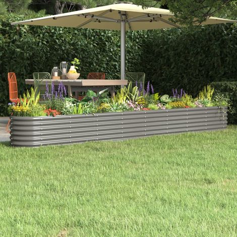 Hochbeet Verzinkter Stahl 332x40x36 cm Grau
