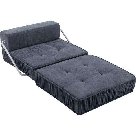 Sofá cama plegable gris de chenilla con espuma y muelles HOMVRA (1/5)