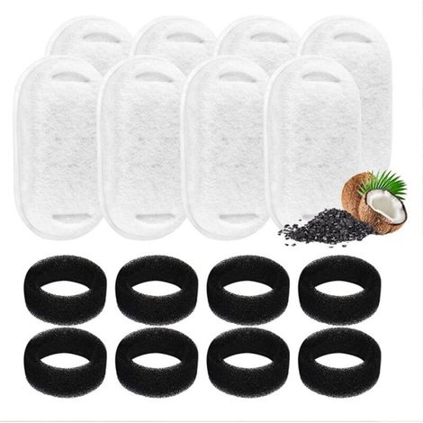 8+8 pieces Filtre rechange pour fontaine, Filtre Fontaine Eau Chat, Cat Filtres Rechange Fontaine, Lot de filtres pour Fontaine et Filtres en mousse, pour Fontaine à Eau pour Chat.