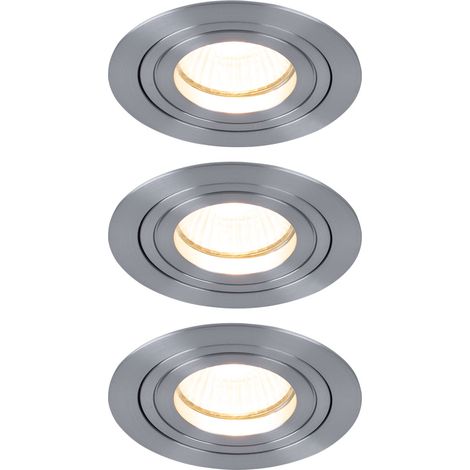 Hochwertiges 3er Set Einbau Lampen rund Alu gebürstet Spot Küchen Lampen Paulmann 926.26 (1/4)