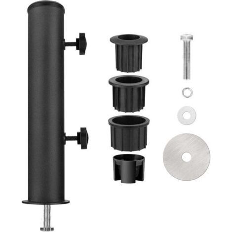 Universal support for summer umbrella in terrazzo, tubular base in stainless steel for summer umbrella, umbrella holder made of te - Nero (1/4)