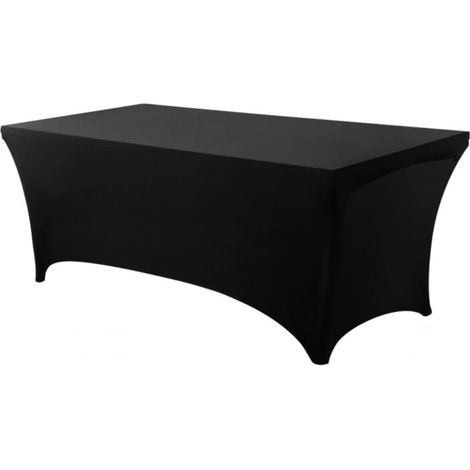 Nappe de Table Extensible [6 Pieds, 183 cm] Couverture de Table en Polyester et Spandex   Lavable en Machine et Infroissable (Lot de 1, Noir)