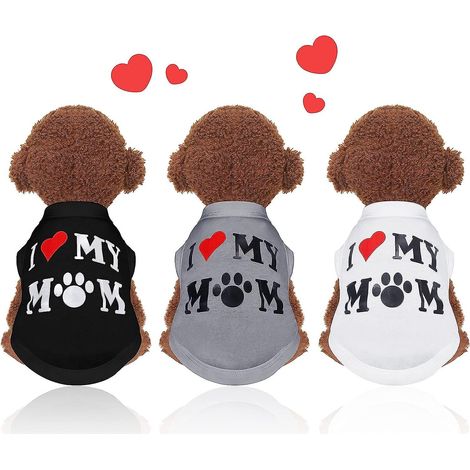 Ensemble de 3 t-shirts pour chien - Gilet respirant sans manches à imprimé chiot - Vêtements mignons pour animaux de compagnie pour l'été (1/5)